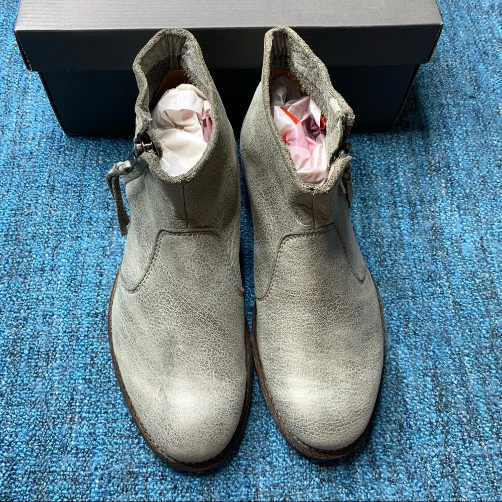 Blackstone JL70 Grey Metallic Genuine Leather Booties Western Ankle Boot 6 Women